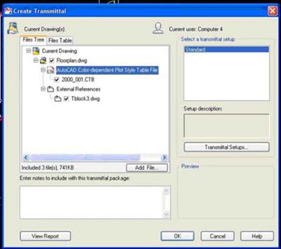 AutoCAD - Etransmit create transmittal