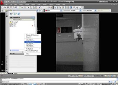 Autocad showing how to attach an image using the IM command